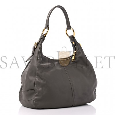 PRADA SOFT CALF HOBO BAMBU GREY (32*29*14cm)