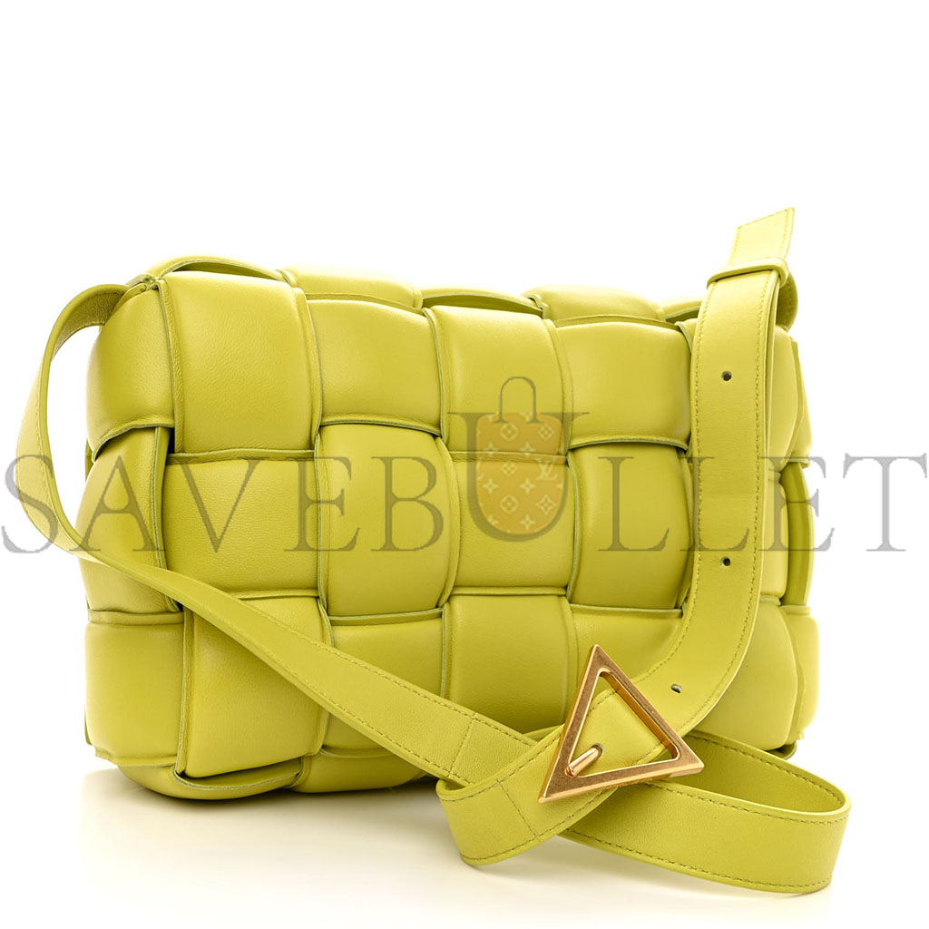 BOTTEGA VENETA NAPPA MAXI INTRECCIO PADDED CASSETTE CROSSBODY BAG KIWI (25*20*9cm)