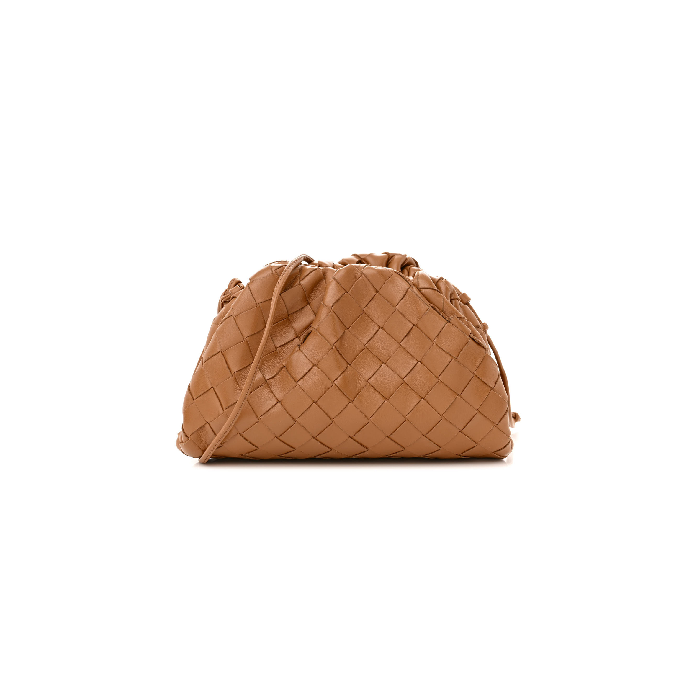 BOTTEGA VENETA NAPPA INTRECCIATO THE MINI POUCH CARMEL (21*11*5cm)