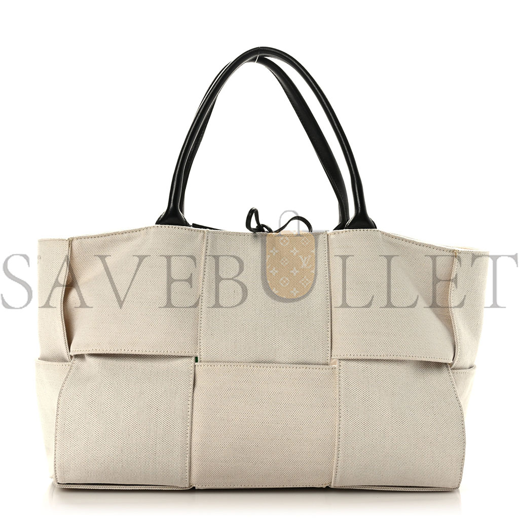 BOTTEGA VENETA CANVAS MAXI INTRECCIATO MEDIUM ARCO TOTE BEIGE BLACK (37*23*18cm)