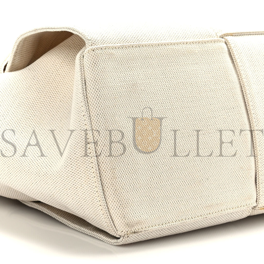 BOTTEGA VENETA CANVAS MAXI INTRECCIATO MEDIUM ARCO TOTE BEIGE BLACK (37*23*18cm)