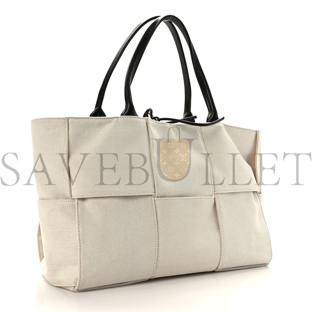 BOTTEGA VENETA CANVAS MAXI INTRECCIATO MEDIUM ARCO TOTE BEIGE BLACK (37*23*18cm)