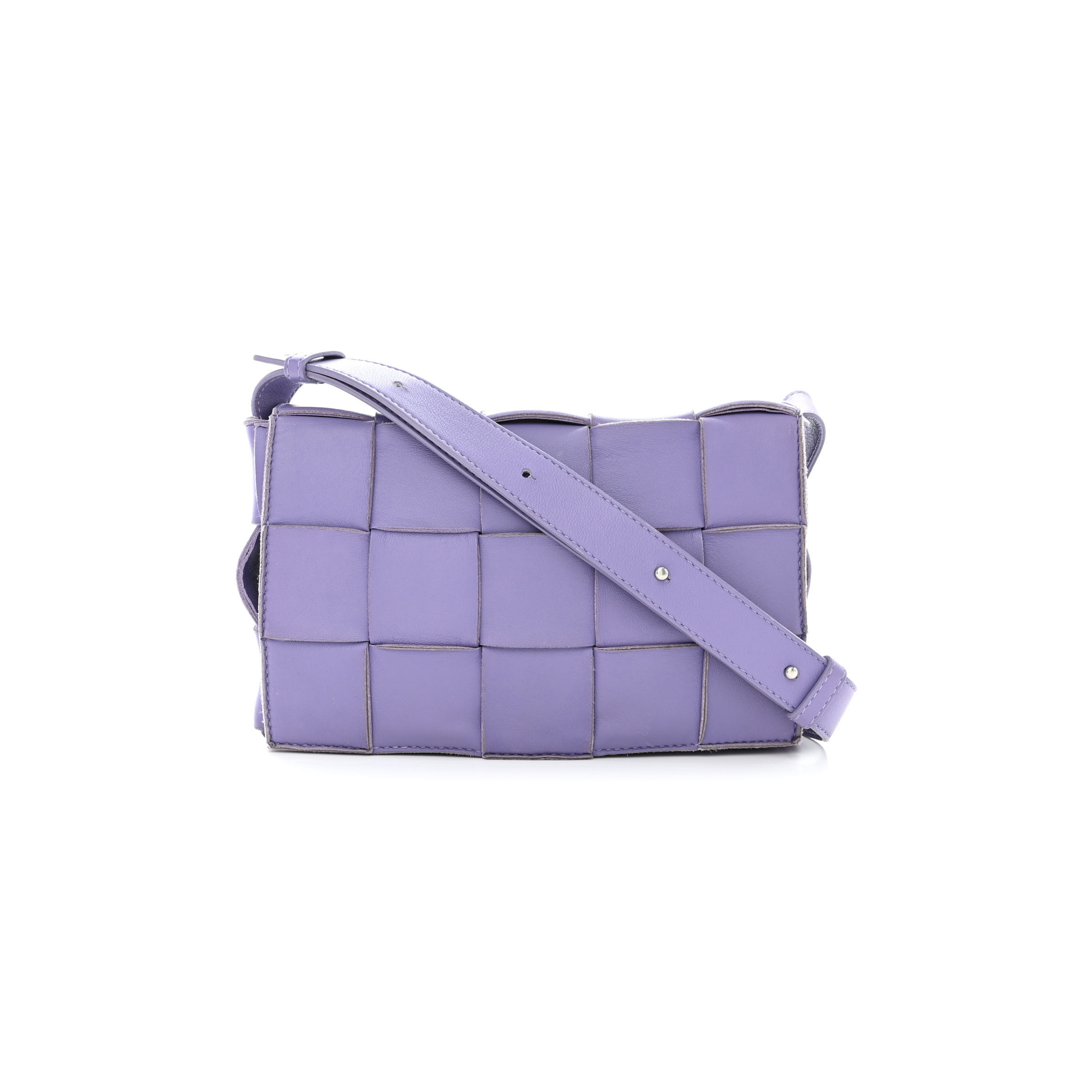 BOTTEGA VENETA LAMBSKIN INTRECCIO CASSETTE CROSSBODY BAG WISTERIA (23*14*5cm)