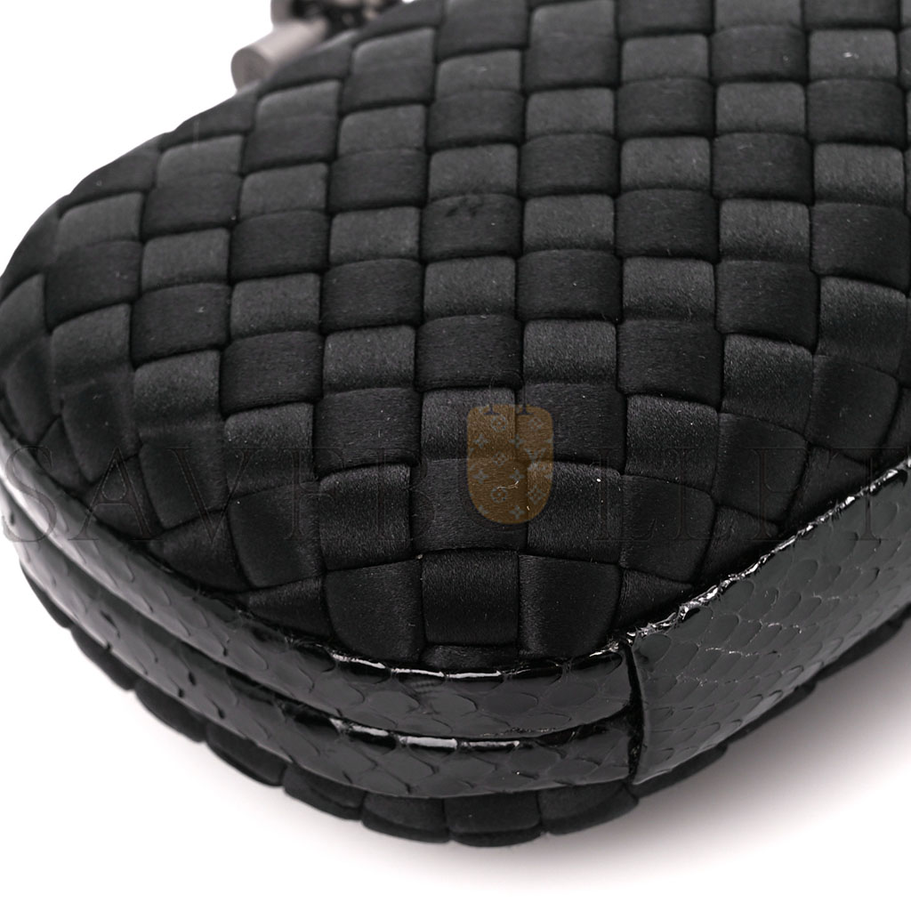 BOTTEGA VENETA SATIN INTRECCIO IMPERO AYERS KNOT CLUTCH BLACK (17*10*4cm)