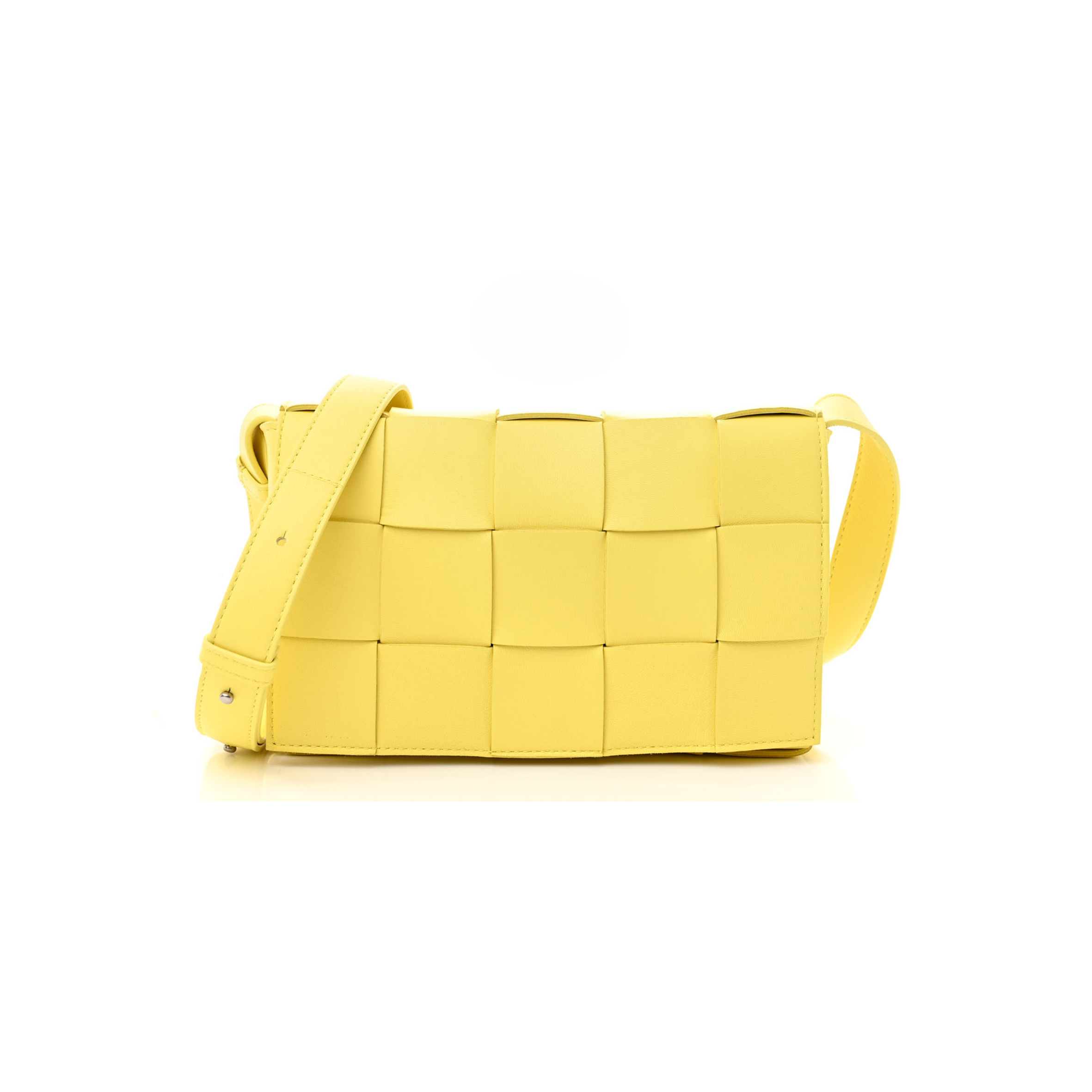 BOTTEGA VENETA NAPPA MAXI INTRECCIO CASSETTE BAG LEMONADE (22*15*6cm)