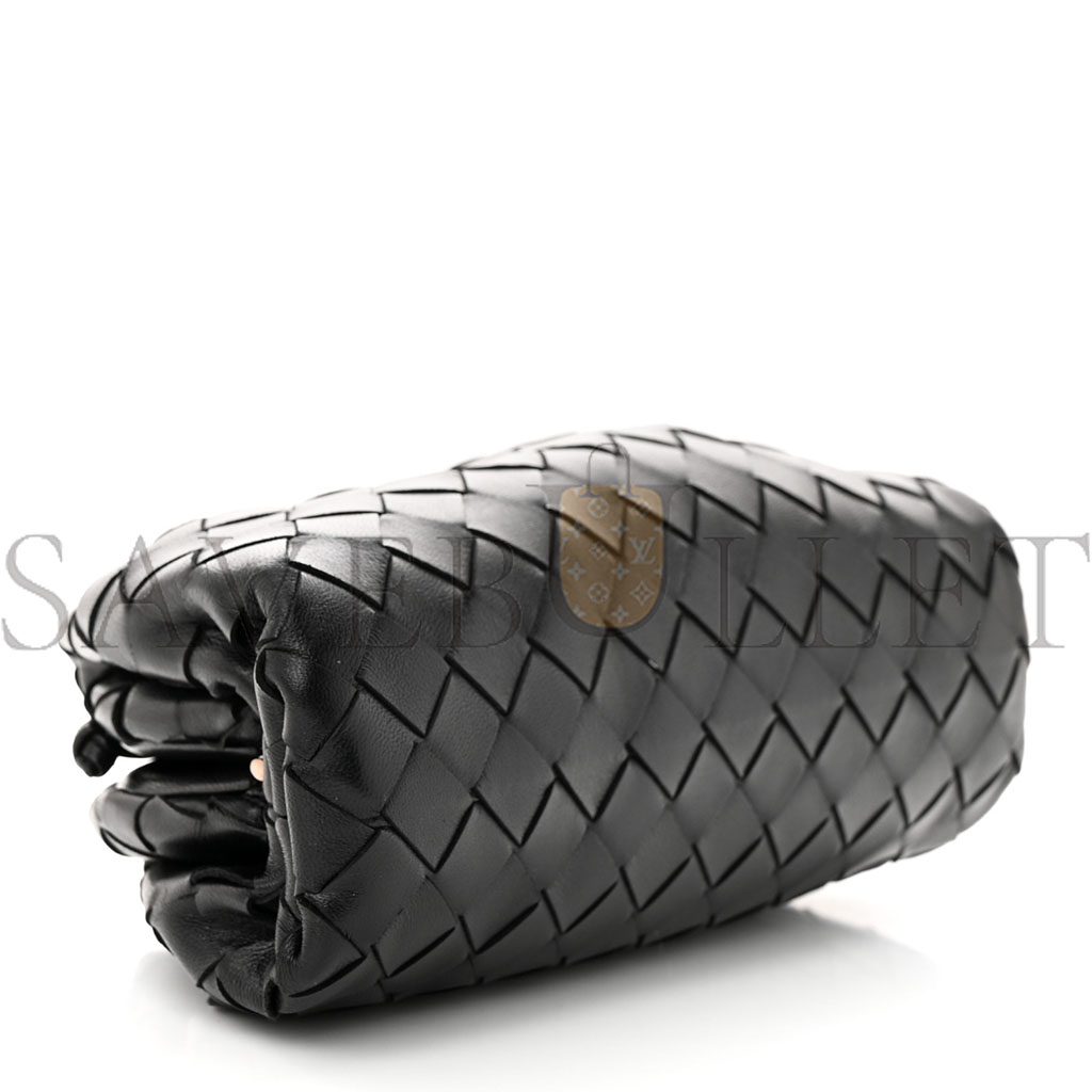 BOTTEGA VENETA NAPPA INTRECCIATO THE MINI POUCH BLACK  (22*15*7cm)