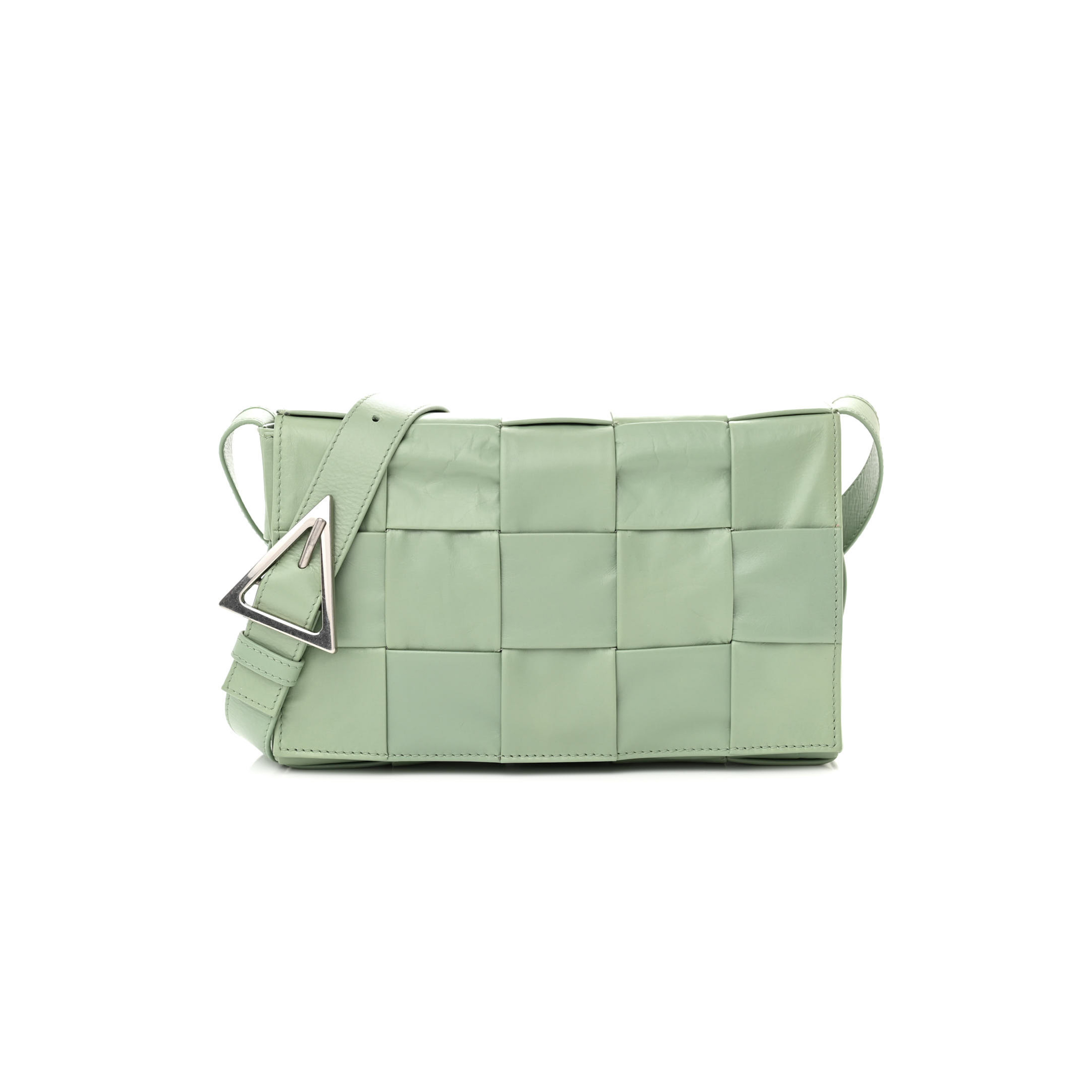 BOTTEGA VENETA PAPER CALFSKIN MAXI INTRECCIO CASSETTE CROSSBODY BAG SAGE (23*15*5cm)