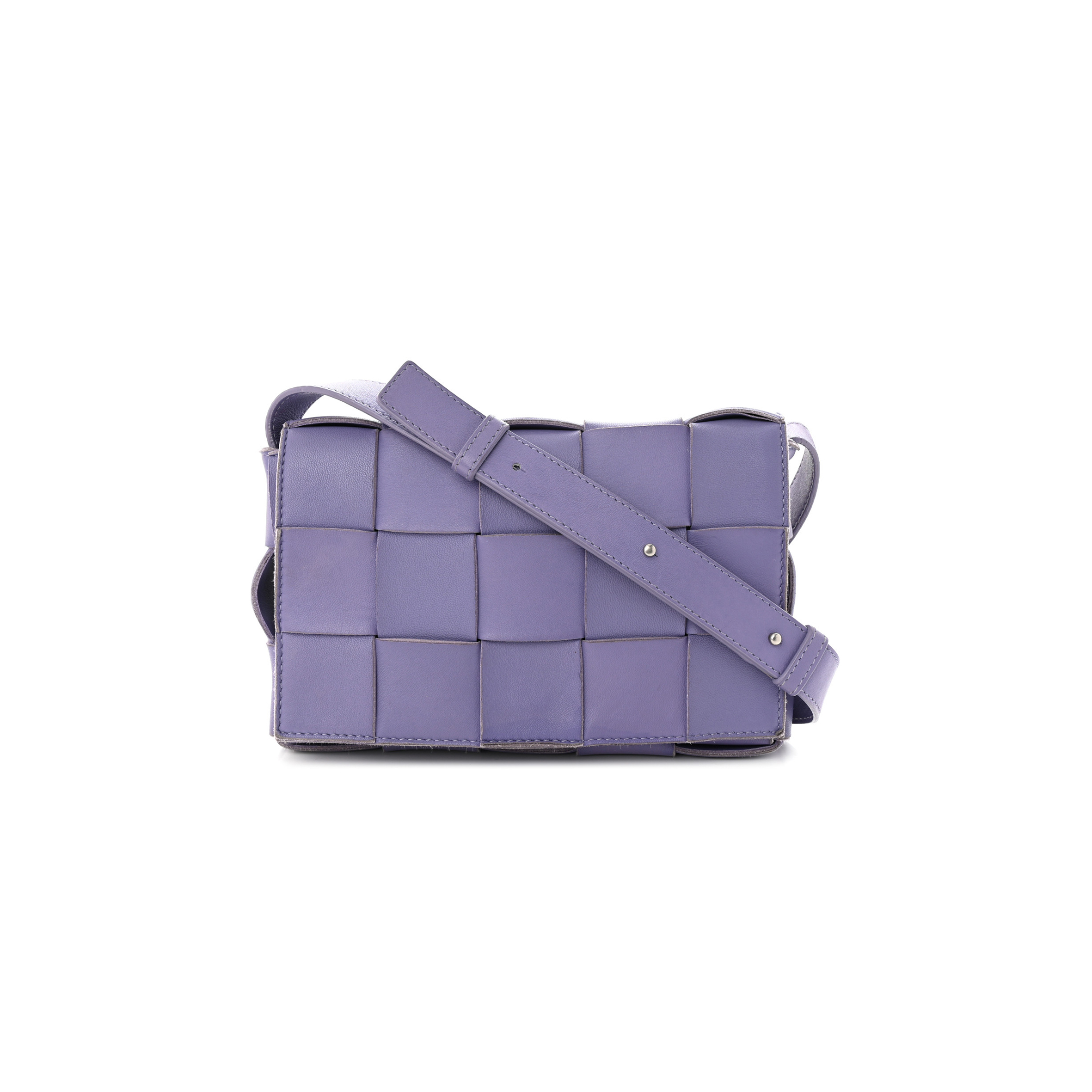 BOTTEGA VENETA LAMBSKIN INTRECCIO CASSETTE CROSSBODY BAG WISTERIA (22*15*5cm)