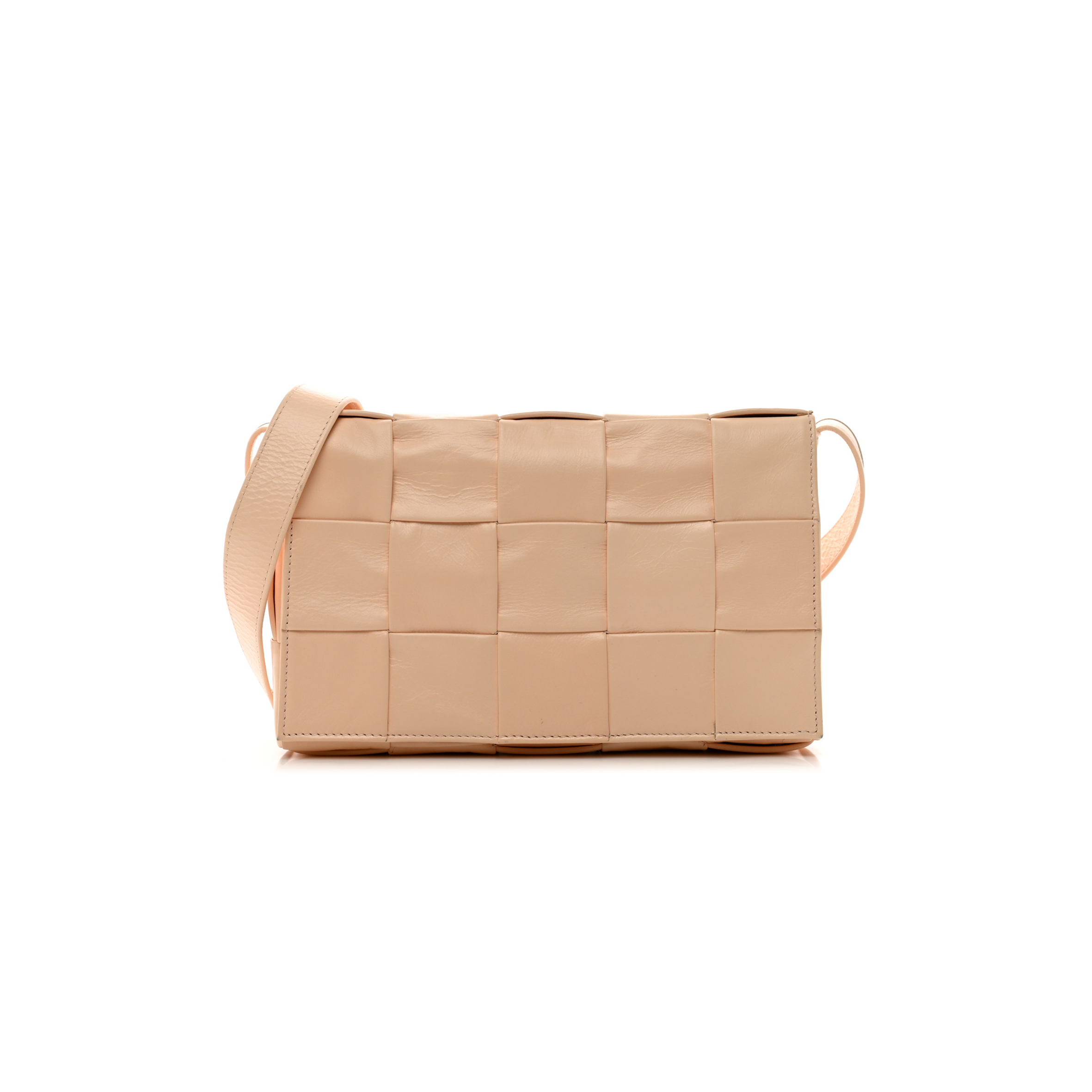 BOTTEGA VENETA PAPER CALFSKIN MAXI INTRECCO CASSETTE CROSSBODY BAG MELON WASH (23*14*5cm)