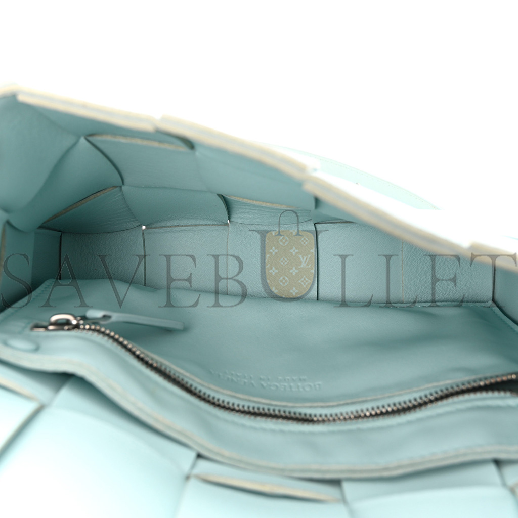 BOTTEGA VENETA NAPPA MAXI INTRECCIO CASSETTE BAG TEAL WASHED  (23*15*6cm)