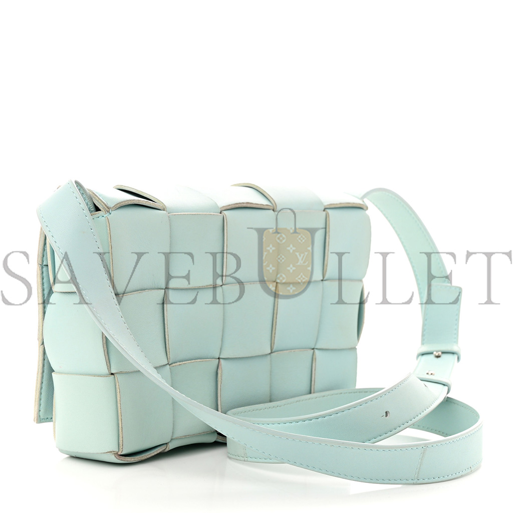 BOTTEGA VENETA NAPPA MAXI INTRECCIO CASSETTE BAG TEAL WASHED  (23*15*6cm)