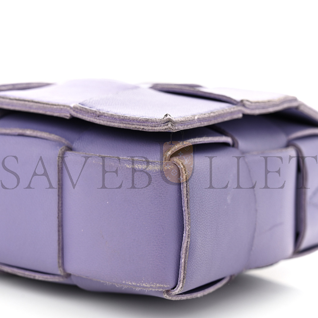 BOTTEGA VENETA LAMBSKIN INTRECCIO CASSETTE CROSSBODY BAG WISTERIA (22*15*5cm)