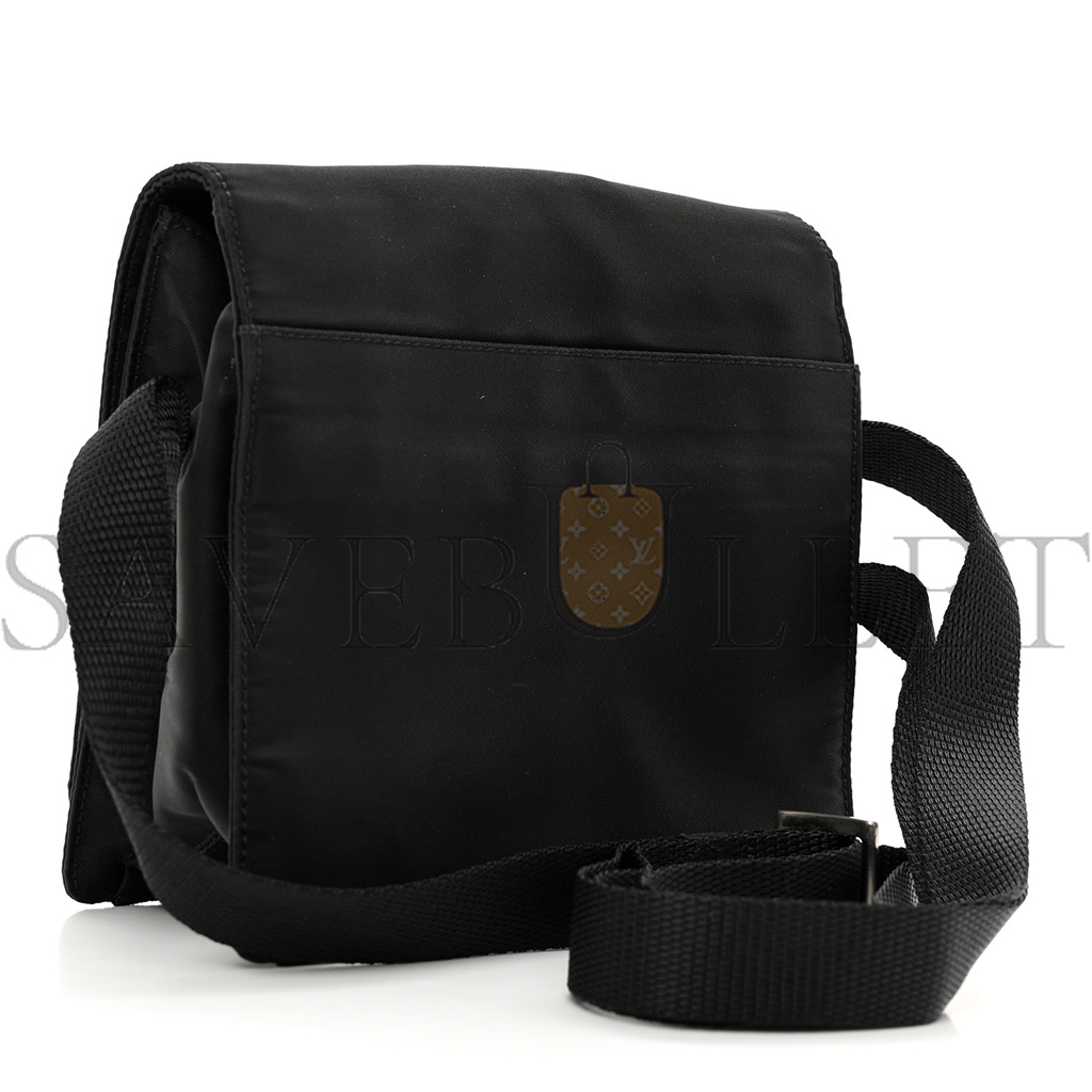 PRADA NYLON FLAP MESSENGER BAG BLACK (15*15*8cm)