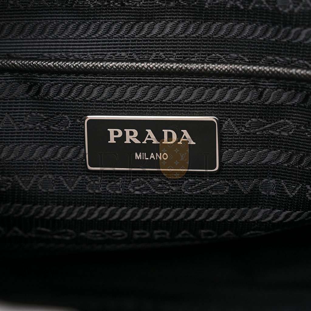 PRADA NYLON TESSUTO IMPUNTU QUILTED SHOULDER BAG BLACK (36*25*14cm)