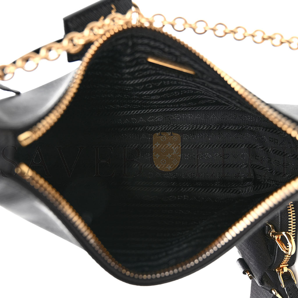 PRADA SAFFIANO LUX RE-EDITION 2005 SHOULDER BAG BLACK (22*17*6cm)