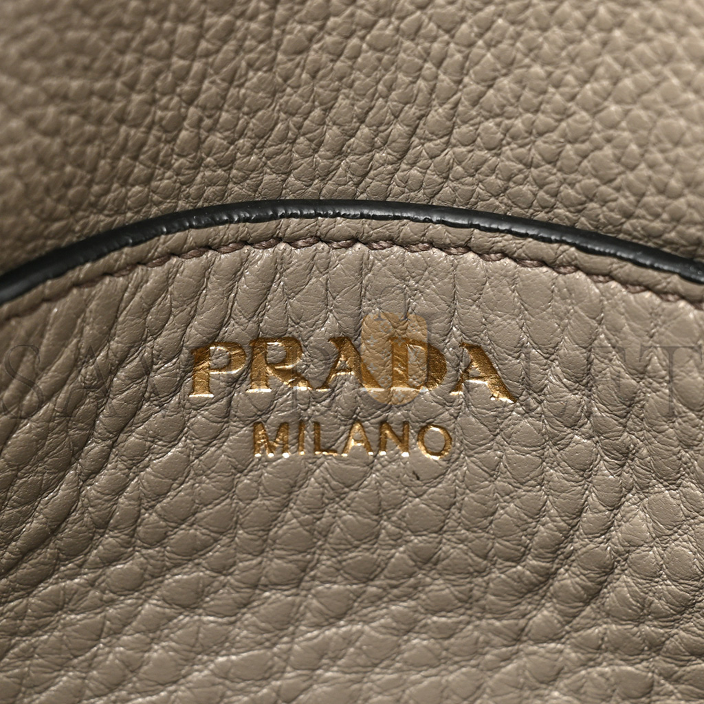 PRADA VITELLO DAINO DOUBLE ZIP CROSSBODY BAG ARGILLA (24*17*2cm)