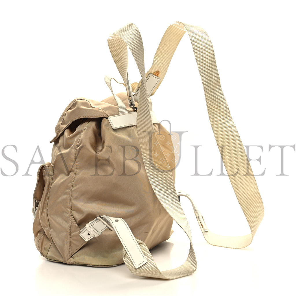 PRADA TESSUTO NYLON VELA SMALL BACKPACK CAMMELLO BLANCO (25*24*12cm)