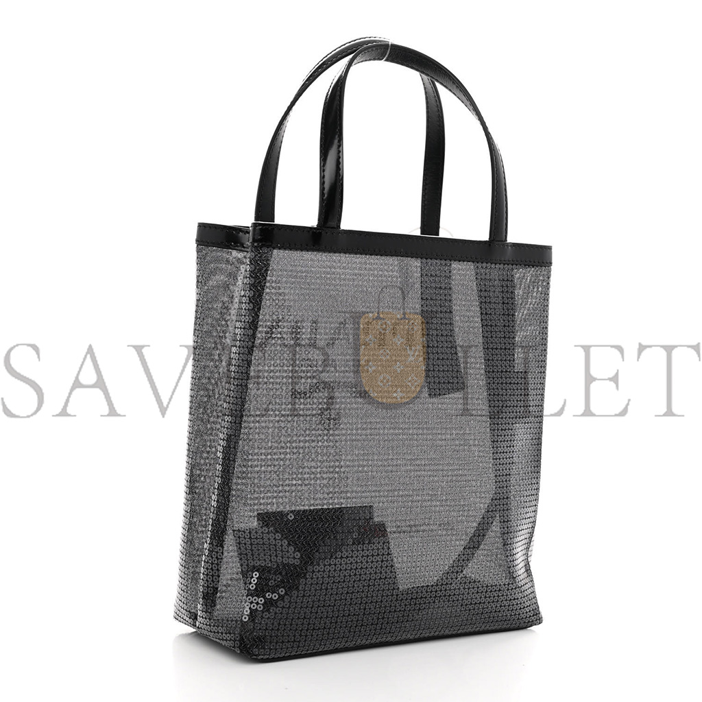 PRADA SEQUIN MESH SMALL TOTE BAG BLACK (22*20*8cm)