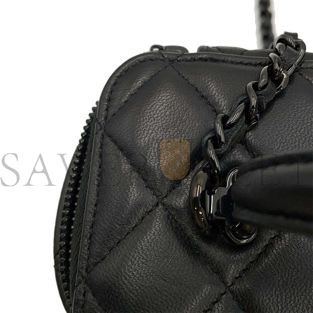 CHANEL MATELASSE 2WAY VANITY CASE BLACK LAMBSKIN AP2199 (16*10*8cm)