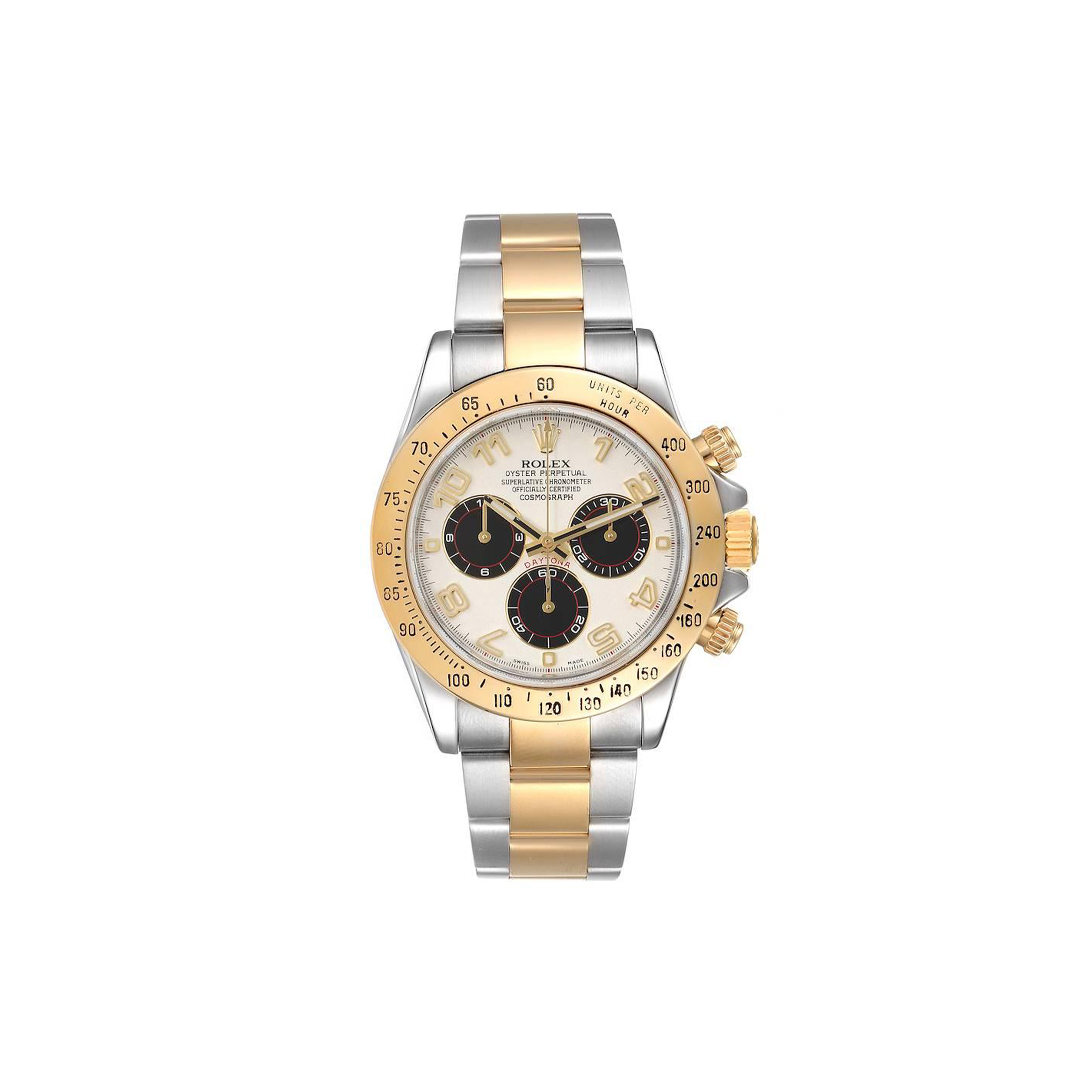 ROLEX DAYTONA STEEL 18K YELLOW GOLD PANDA DIAL 40MM WATCH 116523