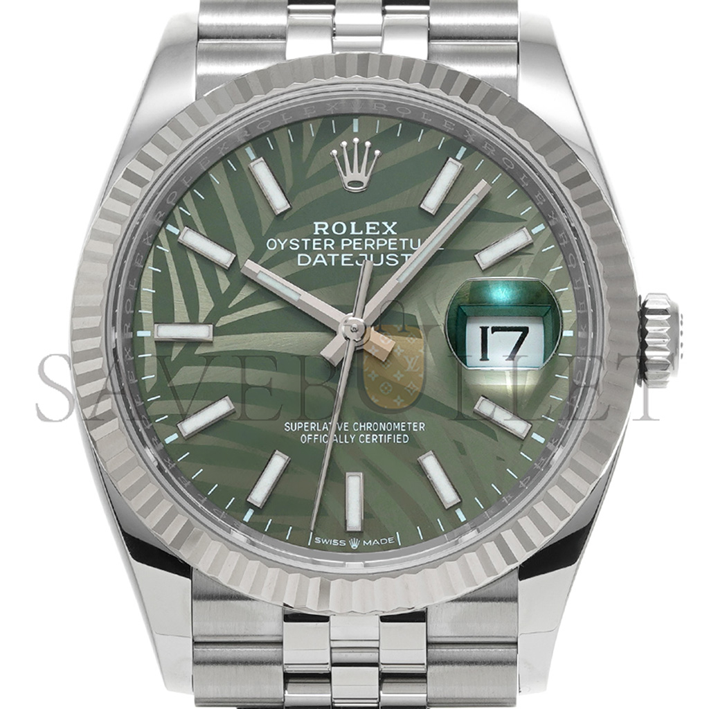 ROLEX DATEJUST OLIVE GREEN PALM THEME 41MM WATCH 126234-0047