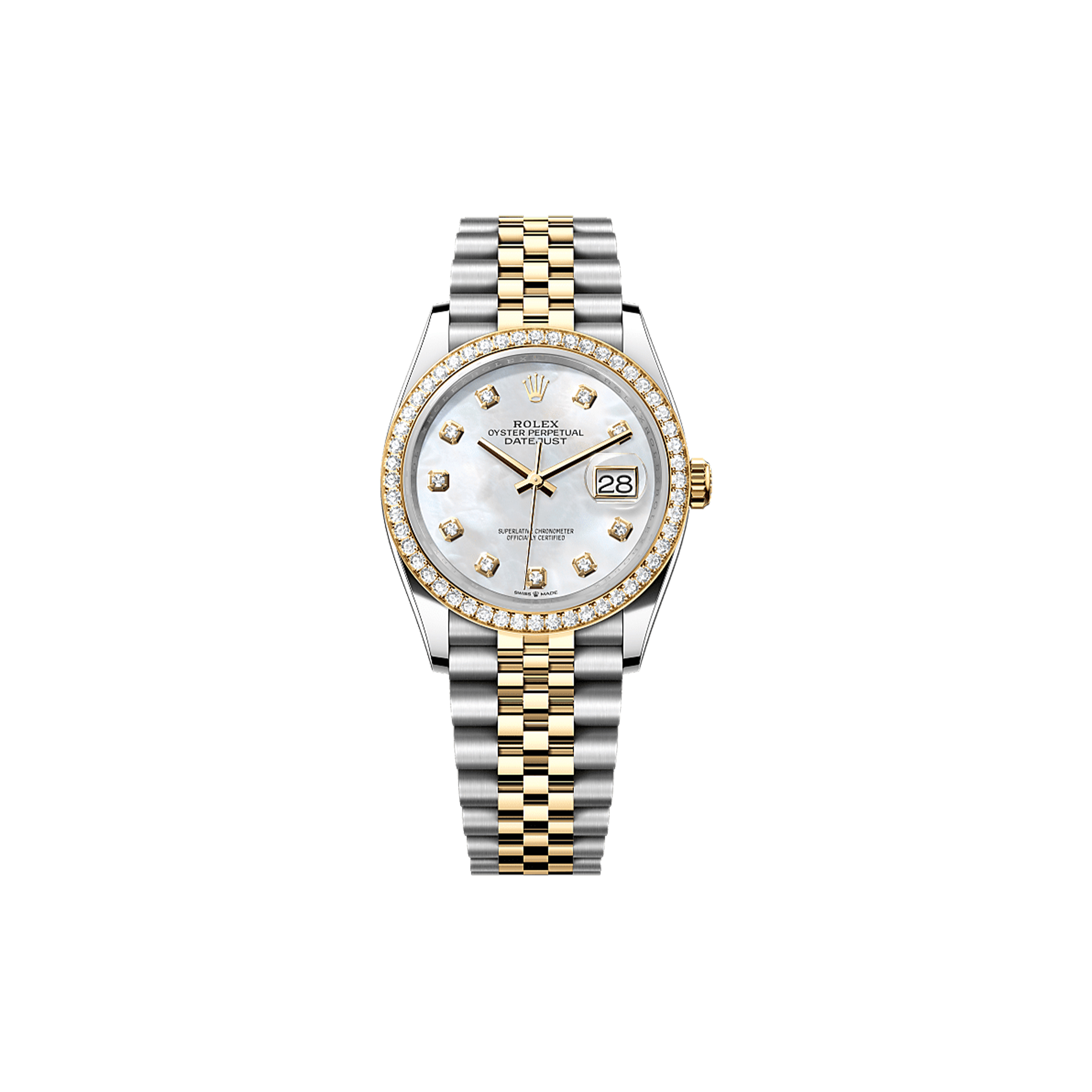 ROLEX DATEJUST 36 OYSTER, 36 MM, OYSTERSTEEL, YELLOW GOLD AND DIAMONDS WATCH 126283RBR-0009