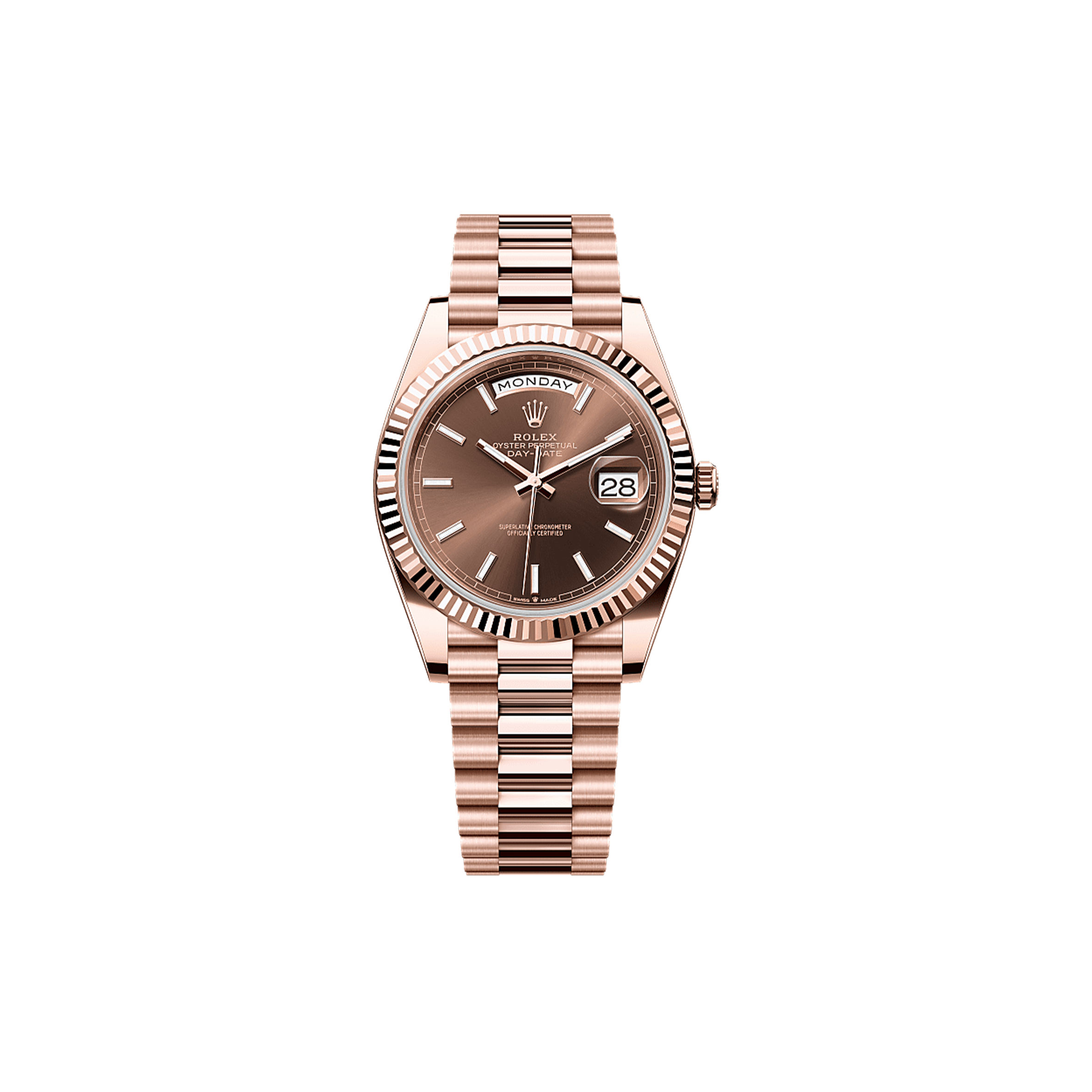 ROLEX DAY-DATE 40 OYSTER, 40 MM, EVEROSE GOLD WATCH 228235-0053