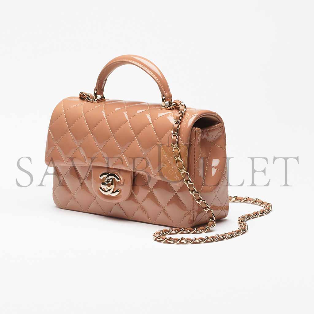 CHANEL MINI CLASSIC HANDBAG WITH TOP HANDLE AS2431  (20*12*6cm)