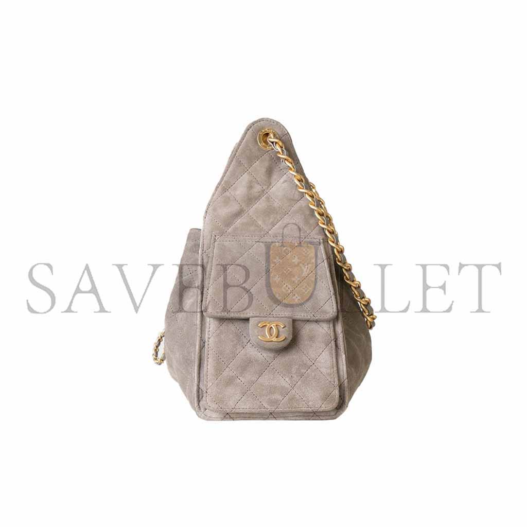 CHANEL 25C SUEDE POCKET HOBO BAG (30*26*14cm) 