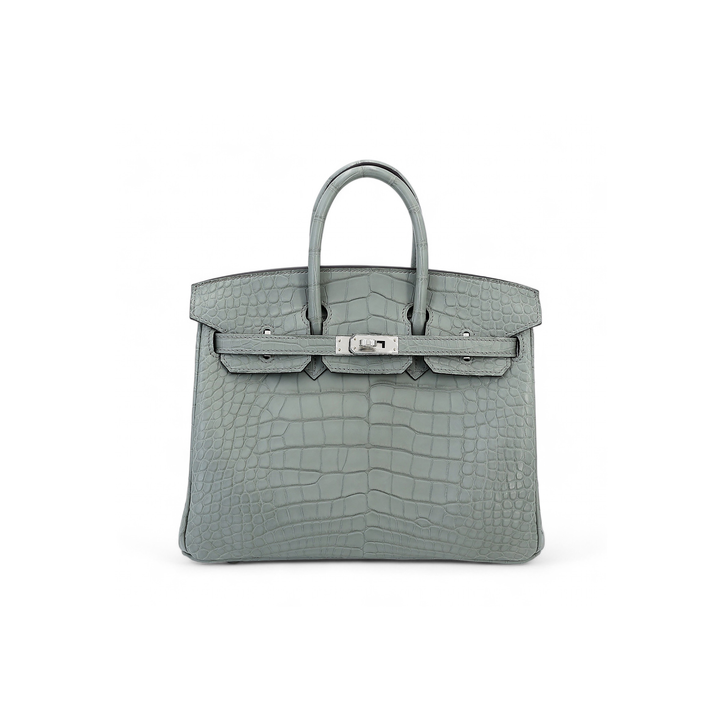 HERMES MSTER BIRKIN 25 PEARL GREY CROCODILE MATT SILVER BUCKLE BAG 6778344120  (25*20*13cm)