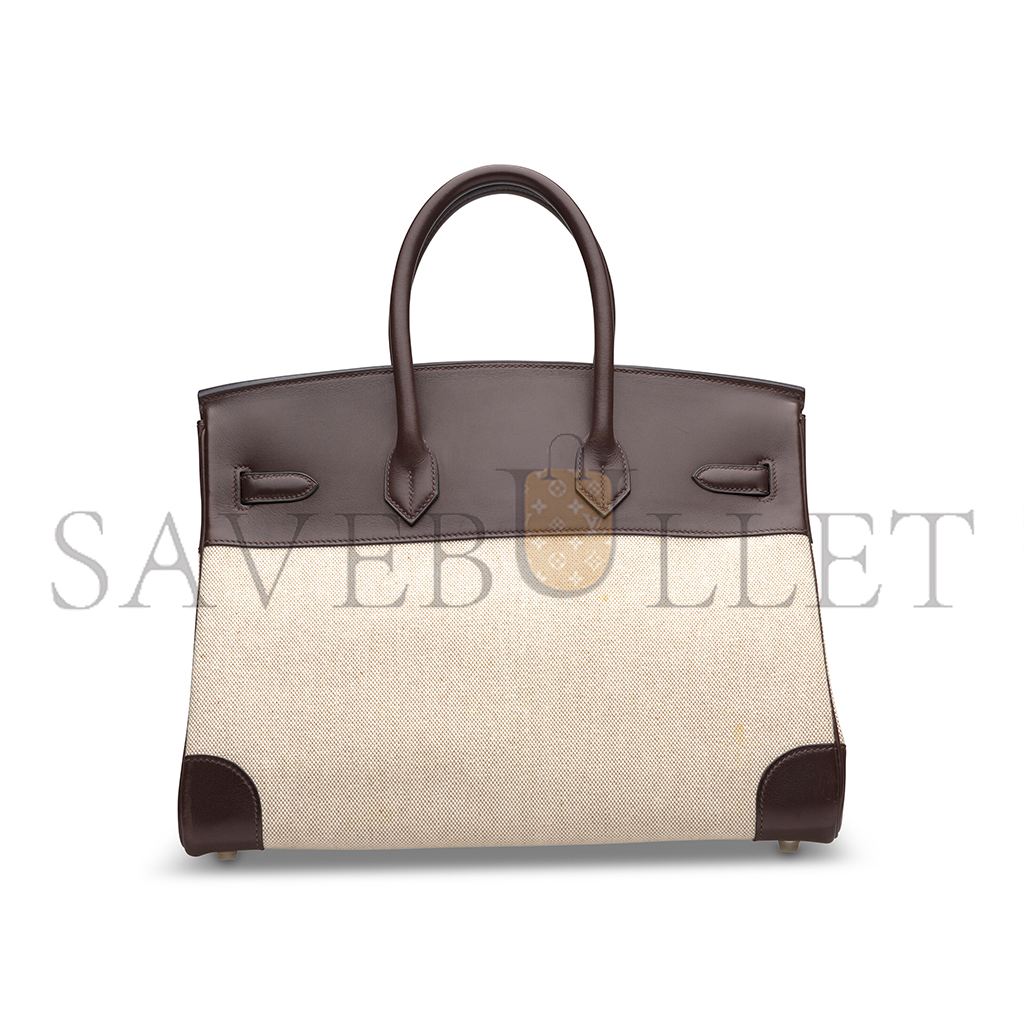 HERMES MASTER BIRKIN 35 EBONY EVERCALF CALFSKIN AND CANVAS BAG 8023220073 (35*24*18cm)