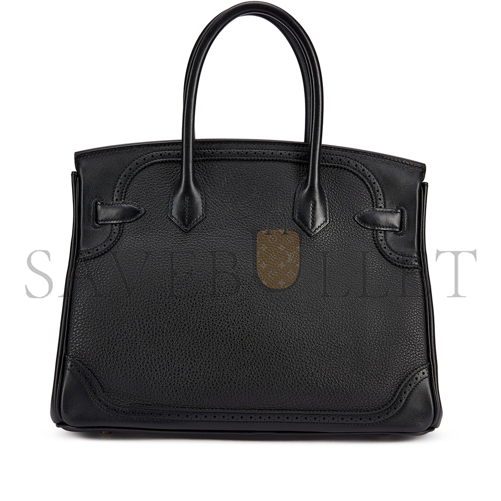 HERMES MASTER BIRKIN 30 WIFT WITH TOGO LEATHER BLACK SILVER BUCKLE BAG 195482 (30*22*15cm)