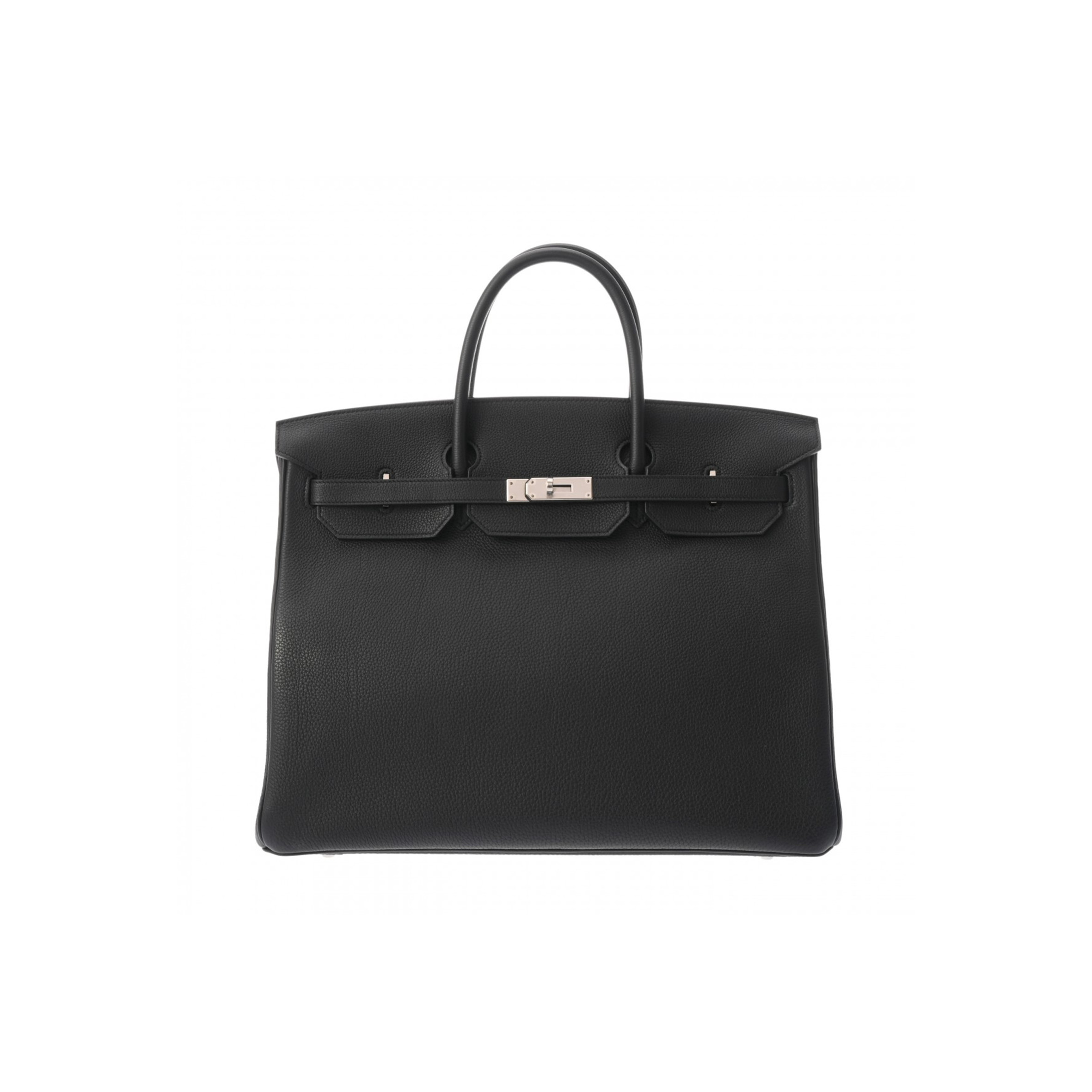 HERMES MASTER BIRKIN 40 89 NOIR BLACK LEATHER SILVER BUCKLE BAG 635330 (40*30*21cm)