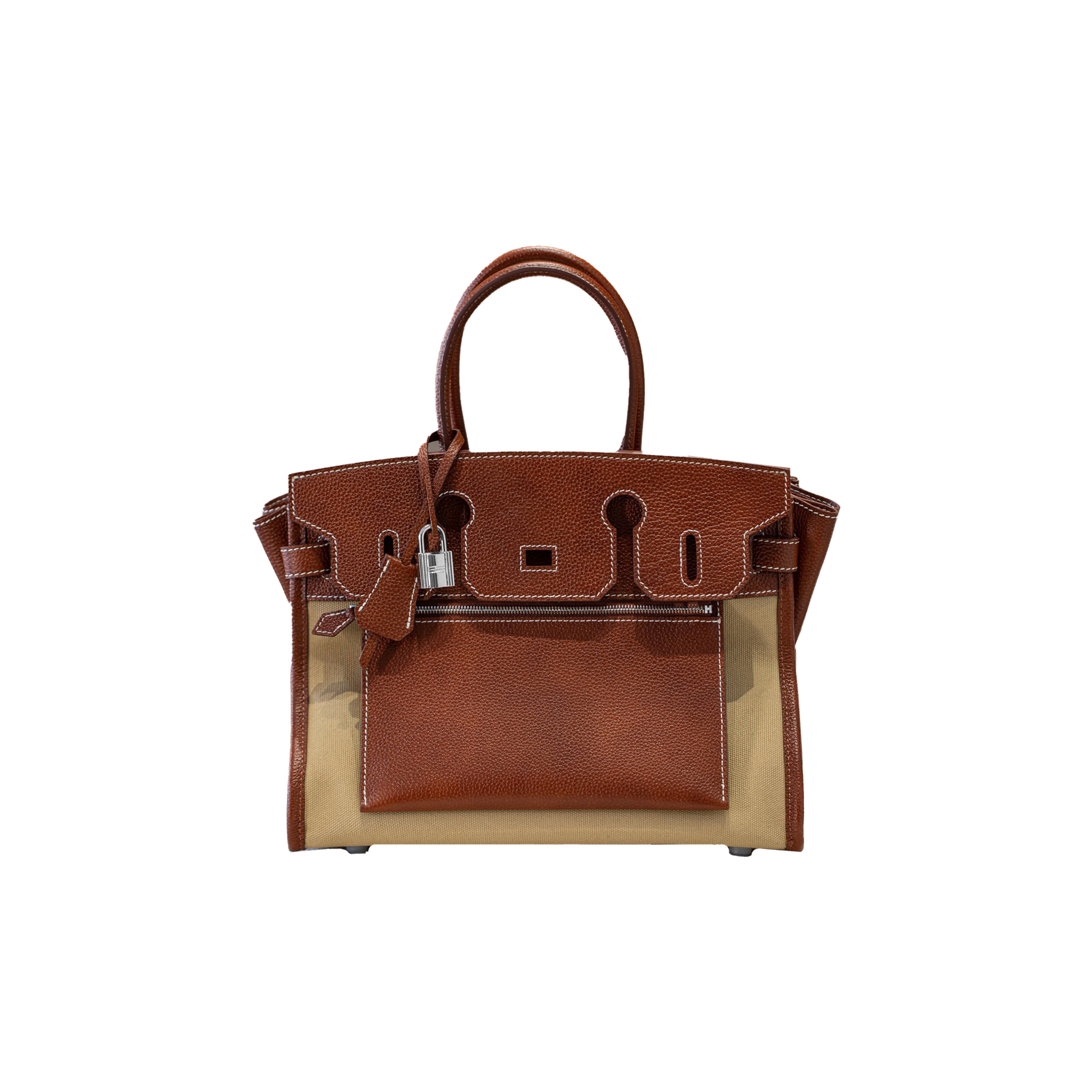 HERMES MASTER BIRKIN FUBAO LEATHER AND CANVAS WATERPROOF COTTON AND LINEN BAG 1034063395 (30*21*17cm)