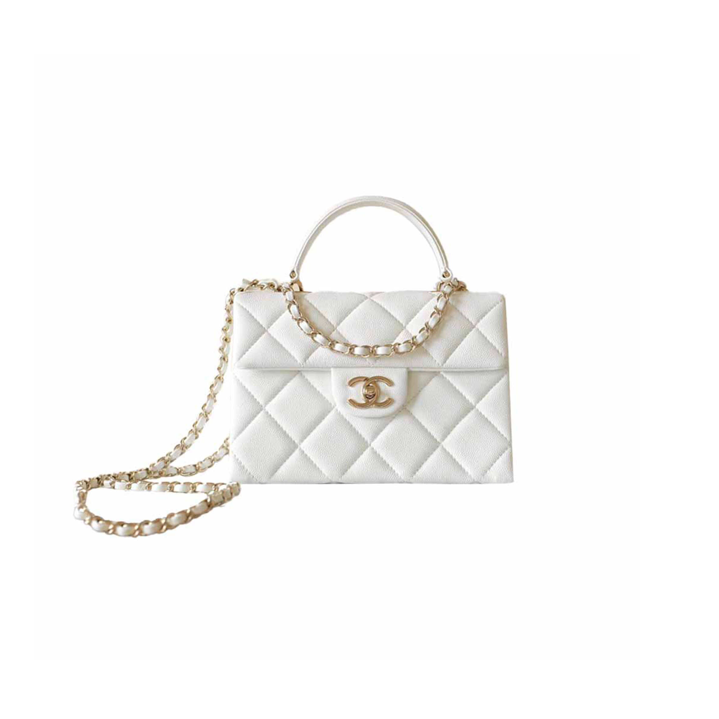 CHANEL 24P BALL PATTERN KELLY WHITE (21*16*9.5cm)