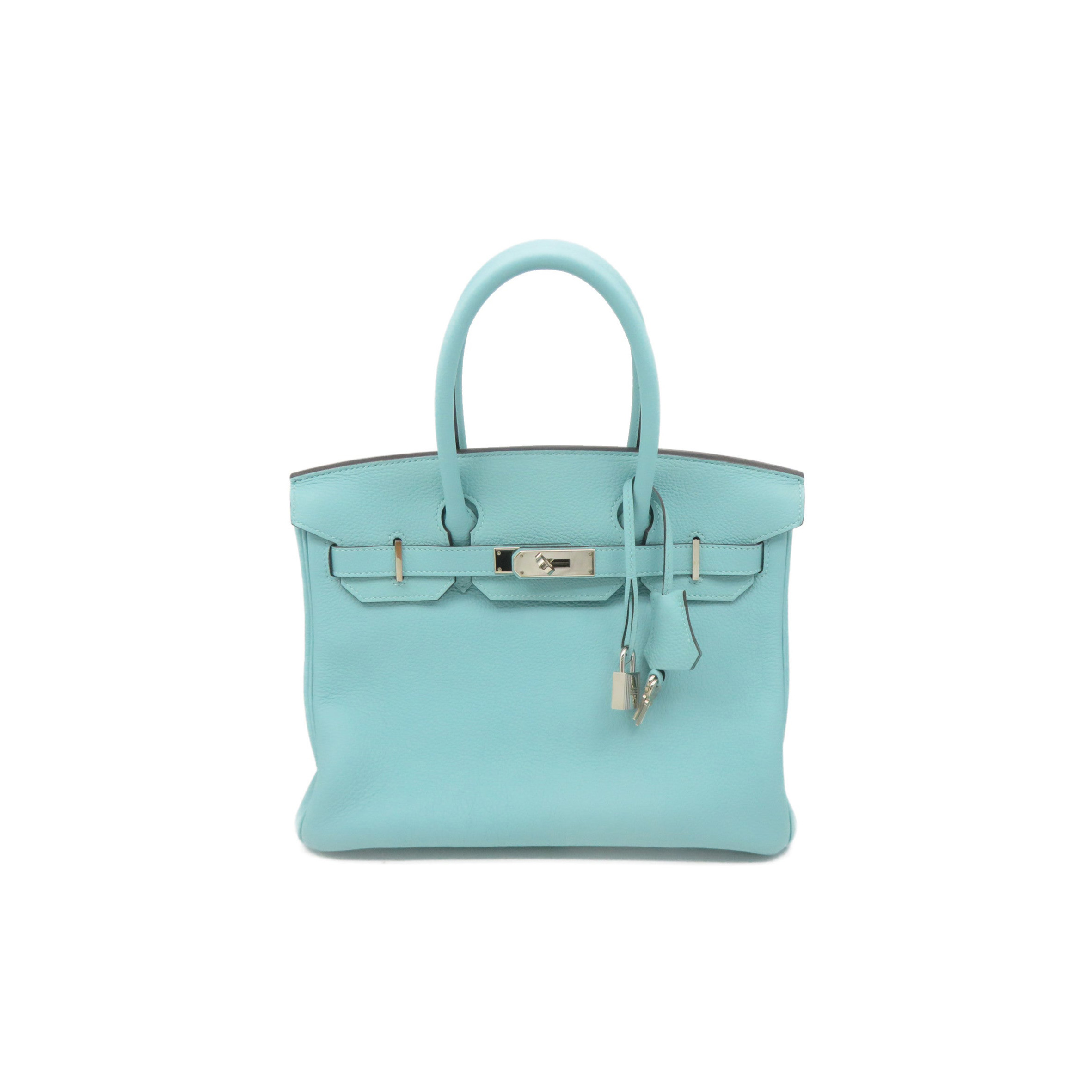 HERMES MASTER BIRKIN 30 TOGO LEATHER MACARON BLUE SILVER BUCKLE BAG 2160900331074 (30*20*13cm)