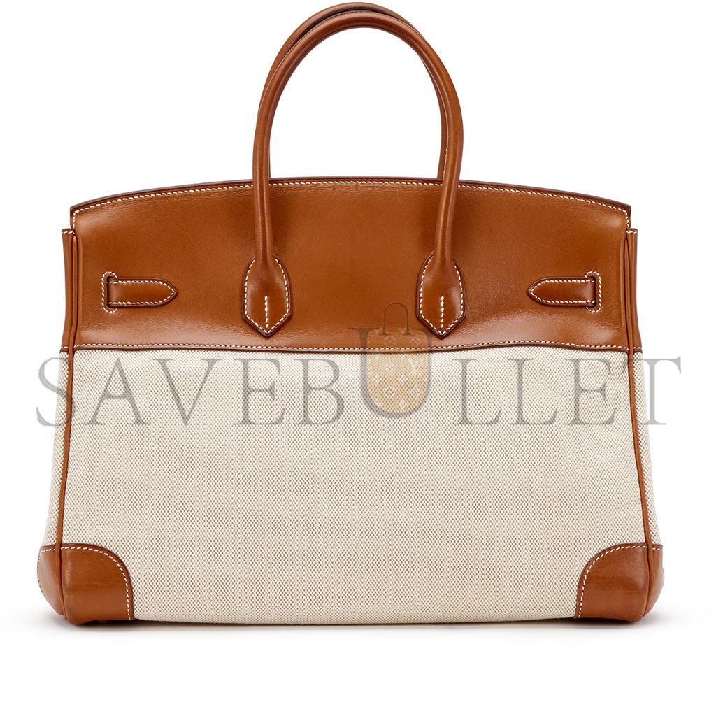 HERMES MASTER BIRKIN 30 SWIFT GOLDEN BROWN CANVAS BAG GOLD BUCKLE HANDBAG B0D87L8ZBT (30*20*13cm)