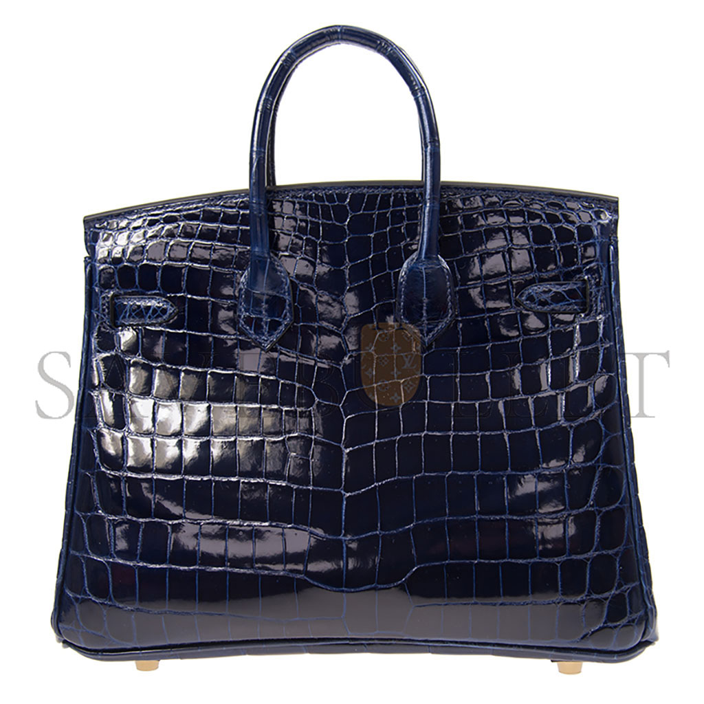 HERMES MASTER BIRKIN 25 CROCODILE LEATHER SAPPHIRE BLUE GOLD BUCKLE HANDBAG BK2573SCROCOGPN (25*20*13cm)