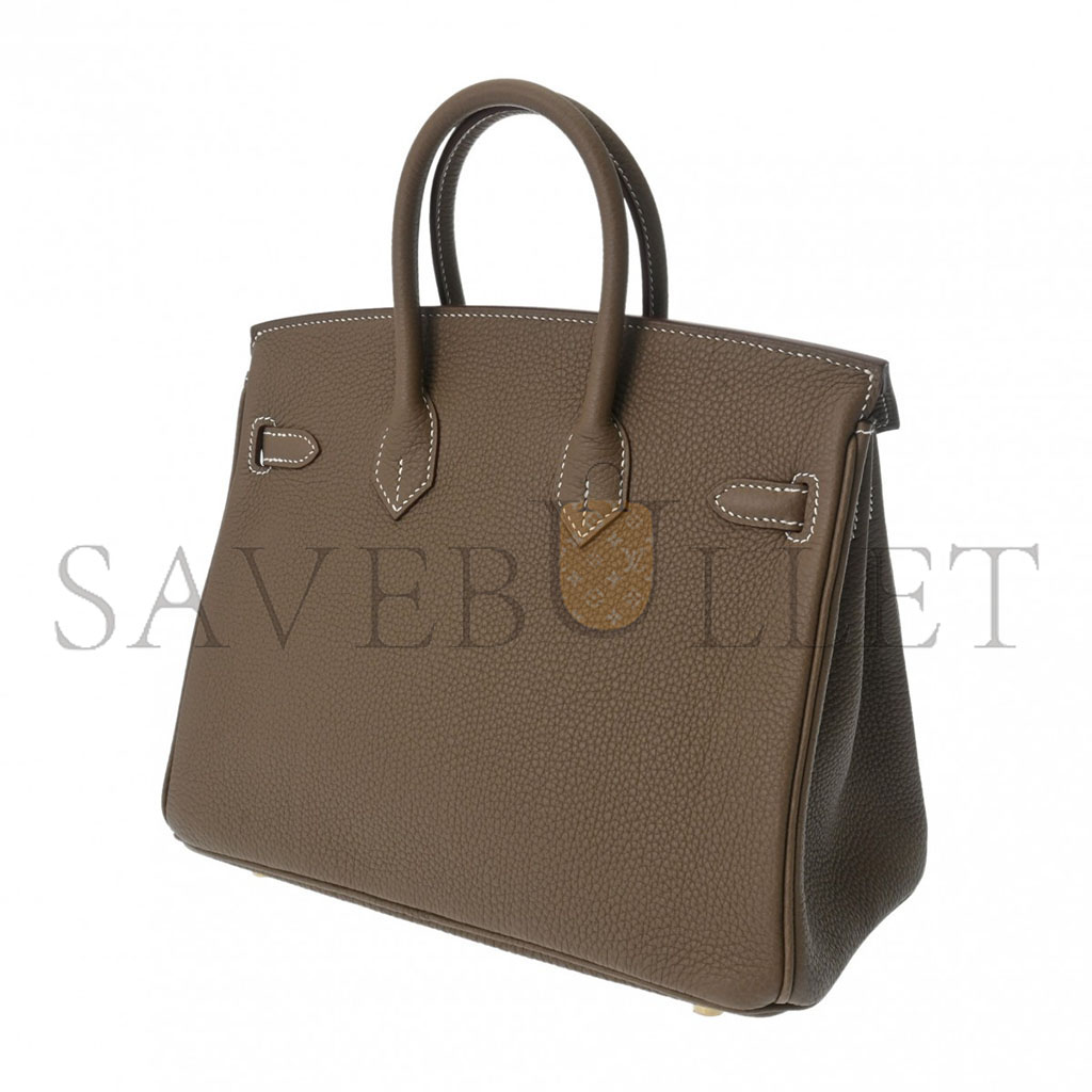 HERMES MASTER BIRKIN 25 TOGO LEATHER ELEPHANT GREY GOLD BUCKLE BAG H028369CC18 (25*20*13cm)