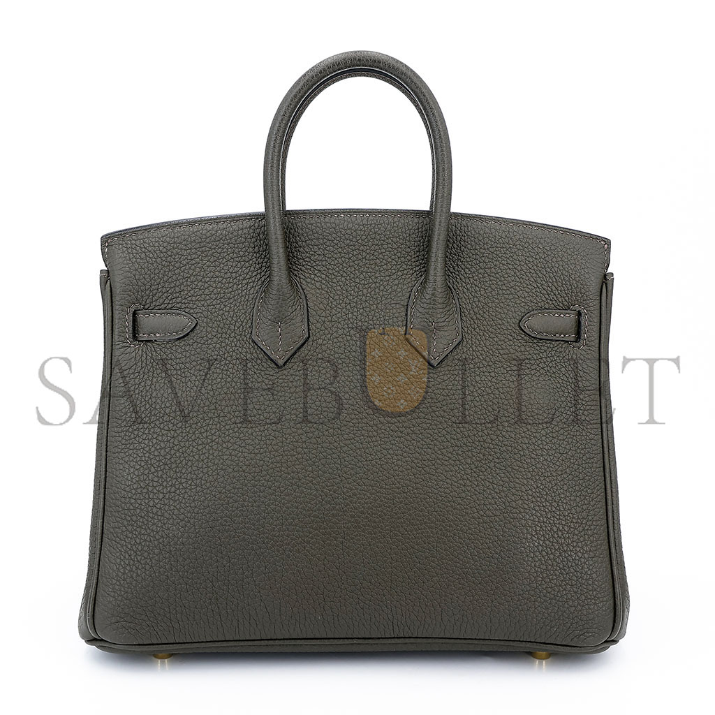 HERMÈS BIRKIN 25 TOGO LEATHER PEWTER GREY GOLD BUCKLE BAG H028369CC8F (25*20*13cm)