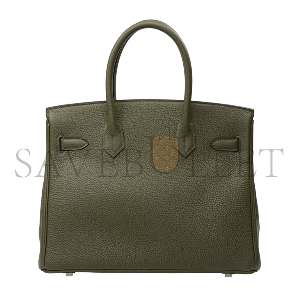 HERMES MASTER BIRKIN 30 TOGO LEATHER SAGE GREEN SILVER BUCKLE BK3061TGSS (30*23*15cm)