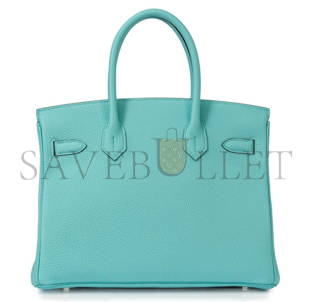 HERMÈS BIRKIN 30 TOGO LEATHER MACARON BLUE SILVER BUCKLE BAG BK353PTGSS (30*23*15cm)