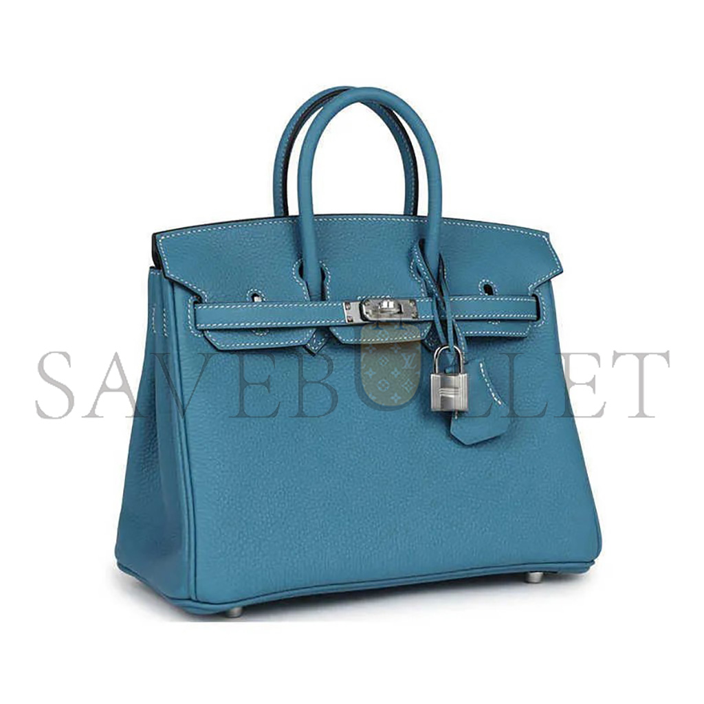 HERMÈS BIRKIN 30 TOGO LEATHER DUCK BLUE SILVER BUCKLE 1015671846 (30*23*15cm)