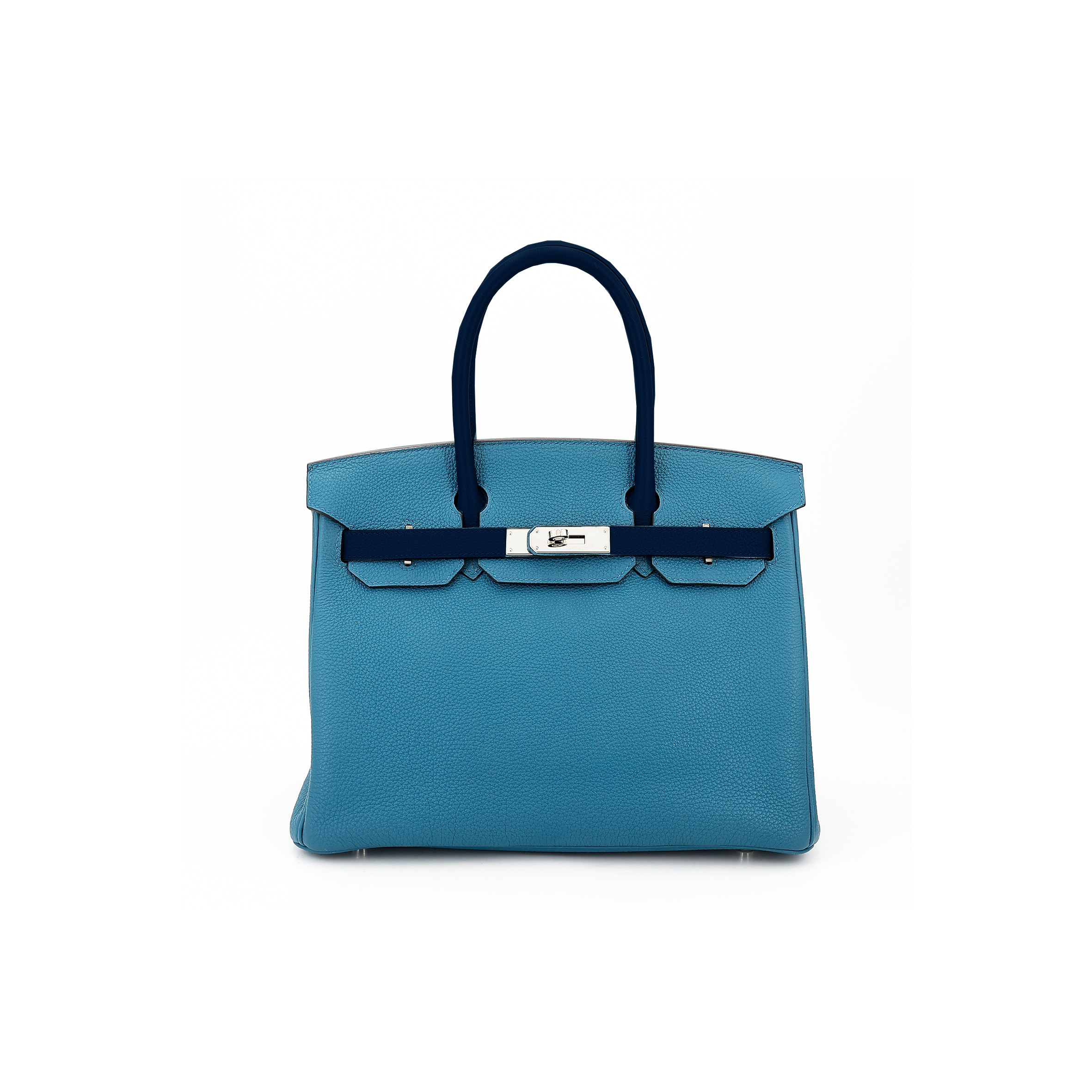 HERMÈS MASTER BIRKIN 35 TOGO LEATHER NORTHERN BLUE AND MIDNIGHT BLUE WITH SILVER BUCKLE 9813026098 (35*28*18cm)