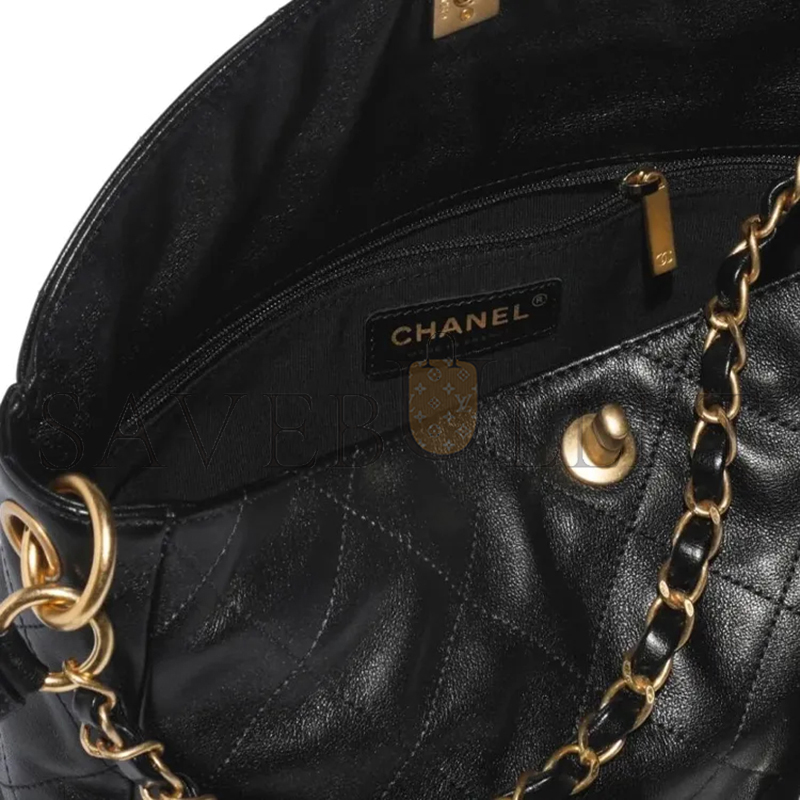 CHANEL HOBO HANDBAG GRAINED CALFSKIN & GOLD-TONE METAL BLACK AS4668 (30*21.5*5cm)