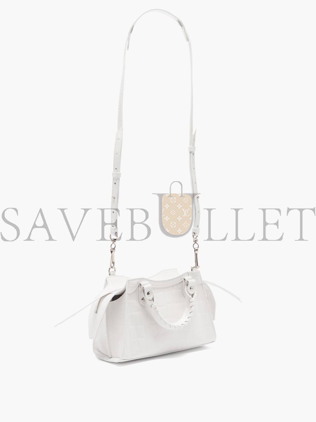 BALENCIAGA WHITE NEO CLASSIC CITY CROCODILE-EFFECT LEATHER BAG MATCHESFASHION US (22*14*9cm)