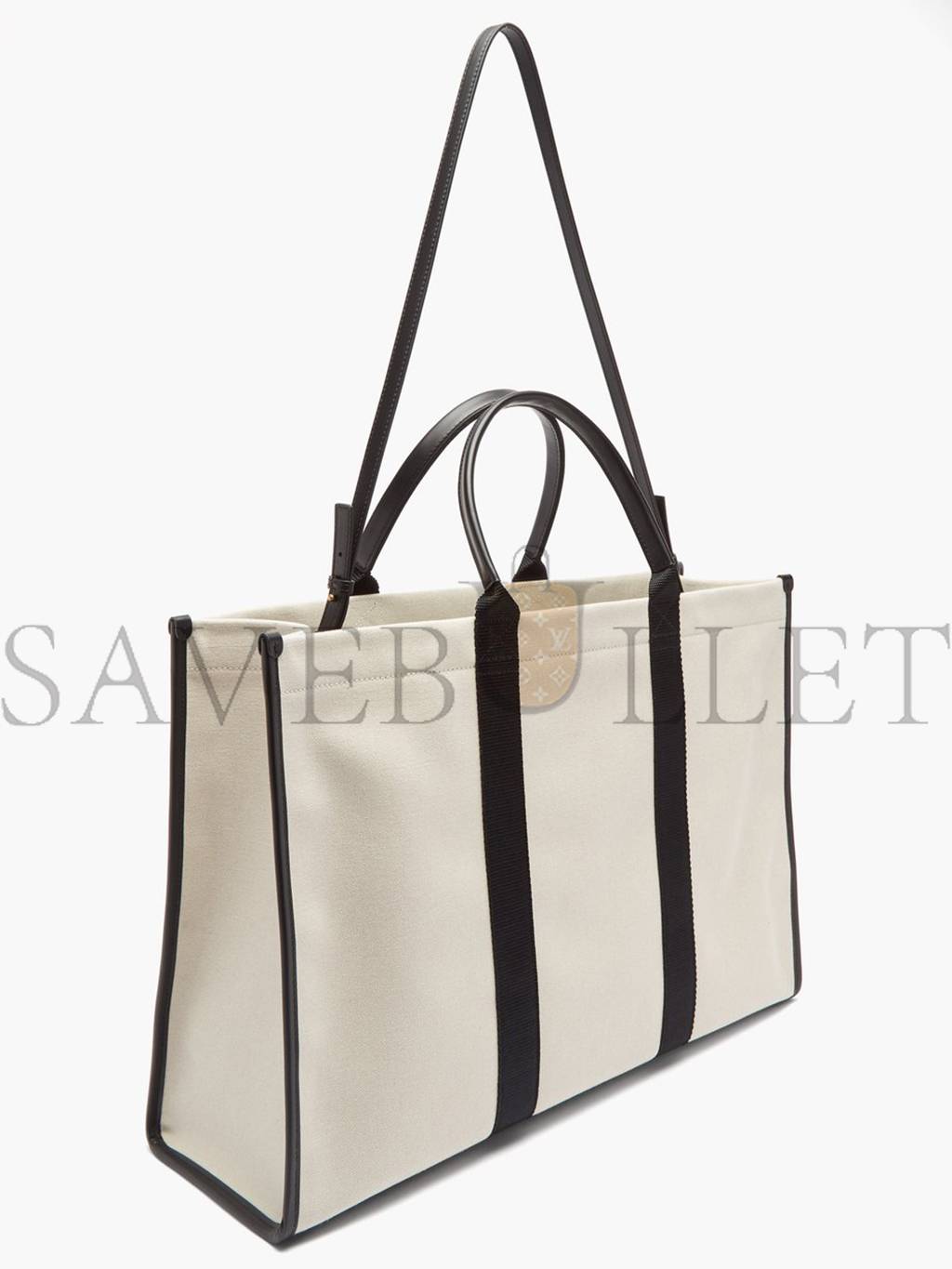 BALENCIAGA NEUTRAL NEO L LEATHER-TRIM CANVAS TOTE BAG MATCHESFASHION US (48.2*32*16cm)