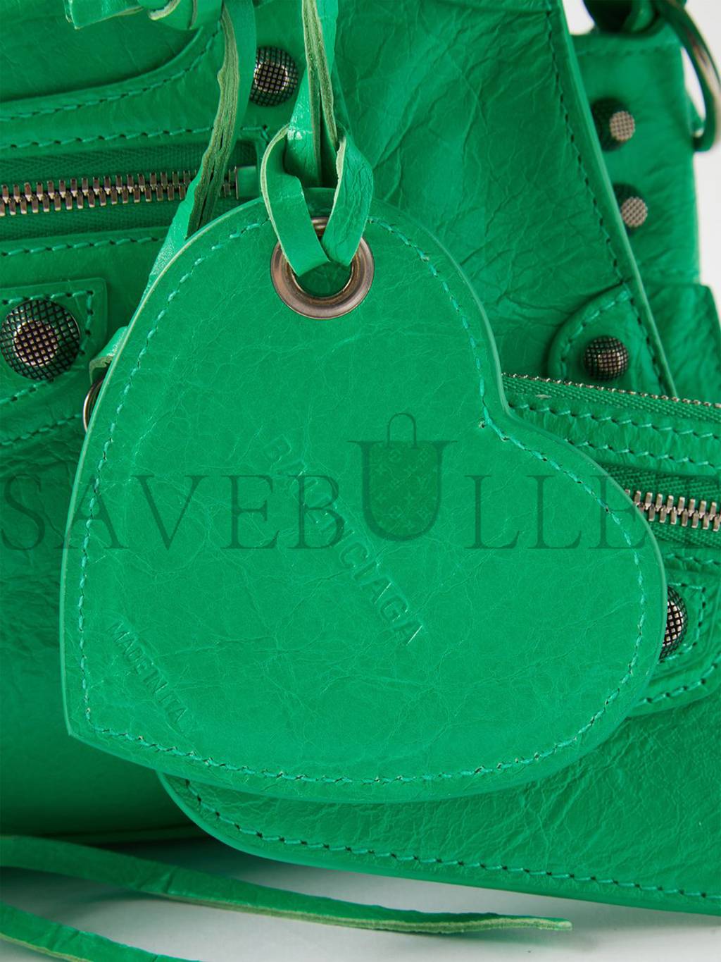 BALENCIAGA GREEN NEO CAGOLE XS STUDDED LEATHER CROSS-BODY BAG MATCHESFASHION US (25.6*17*11cm)