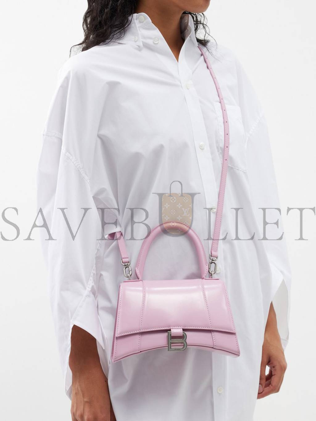 BALENCIAGA PINK HOURGLASS S LEATHER BAG MATCHESFASHION US (22.5*15*10cm)