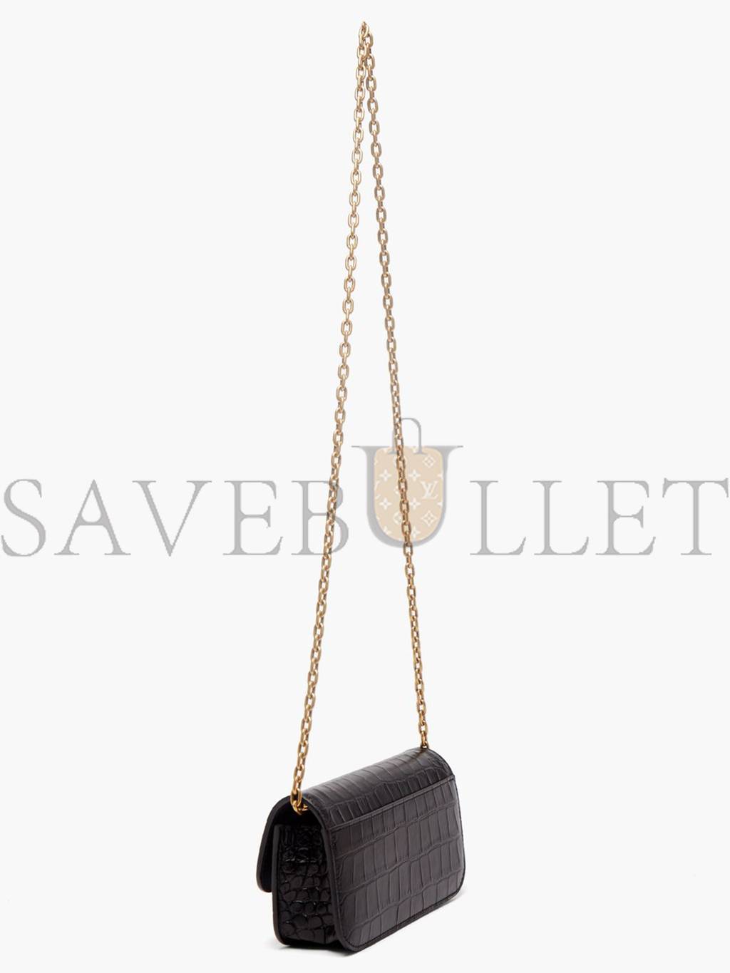 BALENCIAGA BLACK GOSSIP BB-PLAQUE CROCODILE-EFFECT CROSS-BODY BAG MATCHESFASHION US (19*9.9*5.5cm)